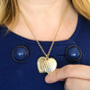 Vintage Striped Heart Locket Necklace