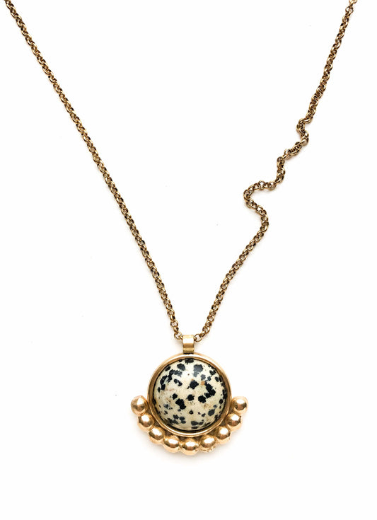 Dalmatian Jasper Spindle Pendant Necklace - Michelle Starbuck Designs