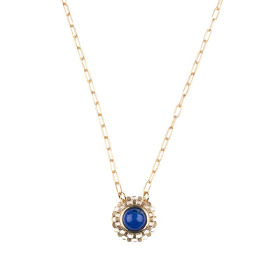 Checkered Circle Necklace in Lapis