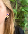 Engraved Leaf Jackets with Lapis Studs