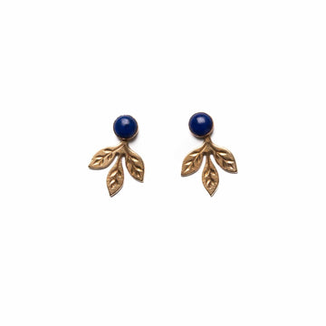 Engraved Leaf Jackets with Lapis Studs