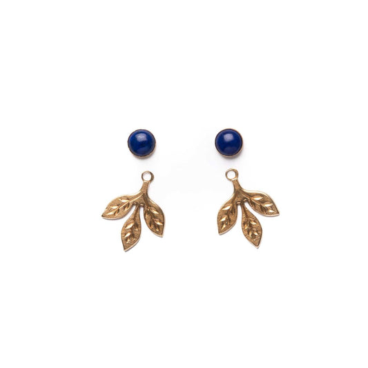 Engraved Leaf Jackets with Lapis Studs