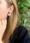 Engraved Leaf Jackets with Lapis Studs