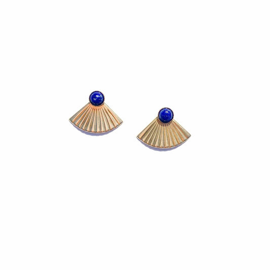 Mini Pleat Jacket Earrings with Lapis Studs