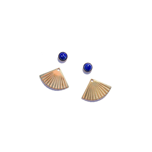 Mini Pleat Jacket Earrings with Lapis Studs