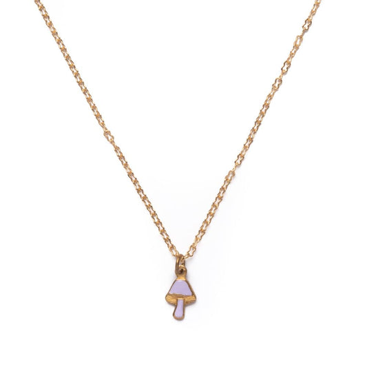 Tiny Mushroom Charm Necklace in Lilac