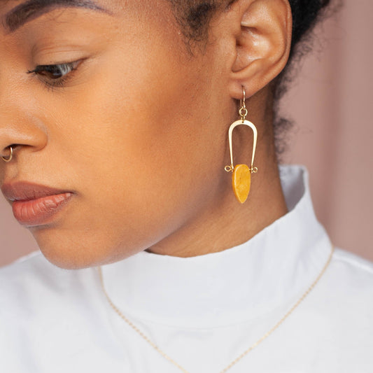 Amulet Earrings / Yellow Jasper - Michelle Starbuck Designs