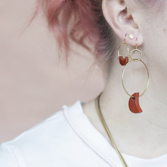 Red Jasper Moon Hoops - Michelle Starbuck Designs