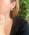 Engraved Leaf Jackets with Mother of Pearl Studs
