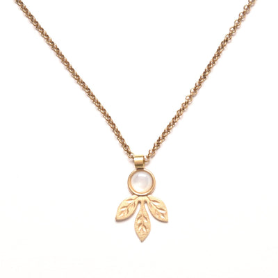 Mother of Pearl Engraved Leaf Necklace