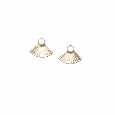 Mini Pleat Jacket Earrings with Mother of Pearl Studs