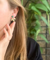 Engraved Leaf Jackets with Malachite Studs
