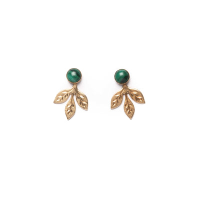 Engraved Leaf Jackets with Malachite Studs