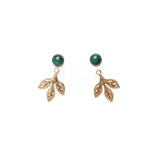 Engraved Leaf Jackets with Malachite Studs