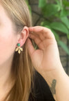Engraved Leaf Jackets with Malachite Studs
