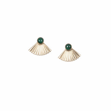 Mini Pleat Jacket Earrings with Malachite Studs