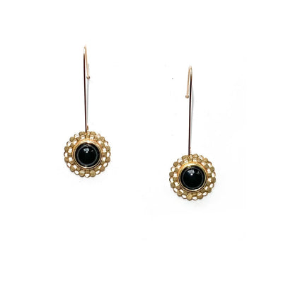 Checkered Circle Earrings in Onyx