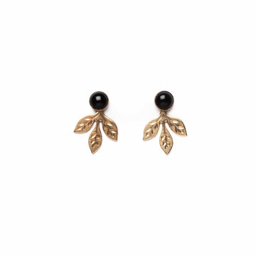 Engraved Leaf Jackets with Onyx Studs