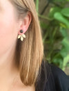 Engraved Leaf Jackets with Onyx Studs