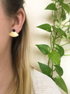 Mini Pleat Jacket Earrings with Onyx Studs