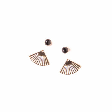 Mini Pleat Jacket Earrings with Onyx Studs