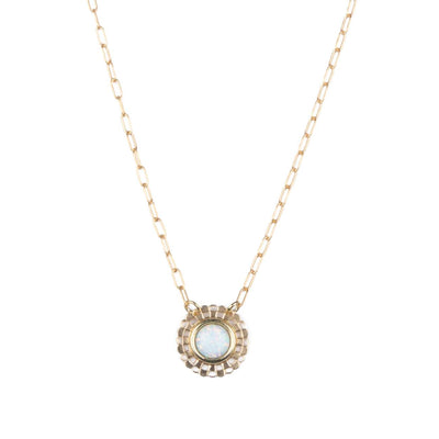 Checkered Circle Necklace in Opal
