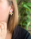 Engraved Leaf Jackets with Opal Studs