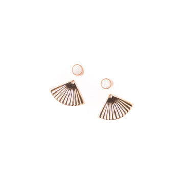 Mini Pleat Jacket Earrings with Opal Studs