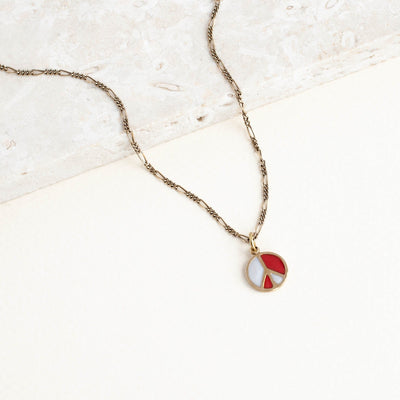 Peace Charm Necklace in Red and White