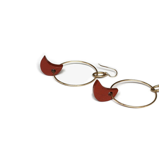 Red Jasper Moon Hoops - Michelle Starbuck Designs