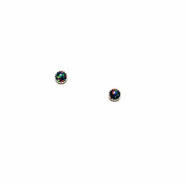 Silver Black Opal Studs