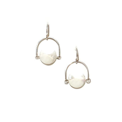 Silver Mini Eclipse Earrings in Mother of Pearl