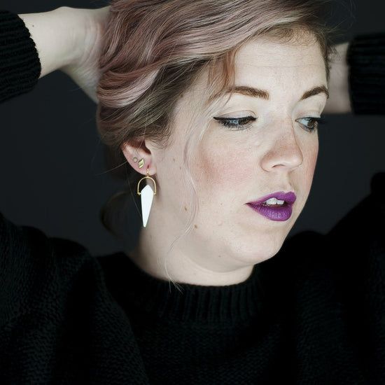 Tiny Brass Diamond Studs - Michelle Starbuck Designs