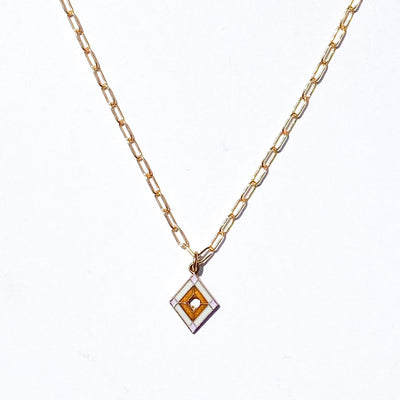 Stained Glass Charm Necklace in Neutral Palette