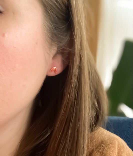 Tiny Laurel Studs in Vermillion